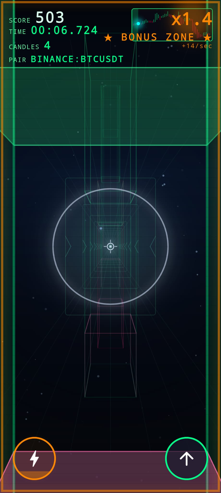 Cockpit game mode — first-person candle corridor